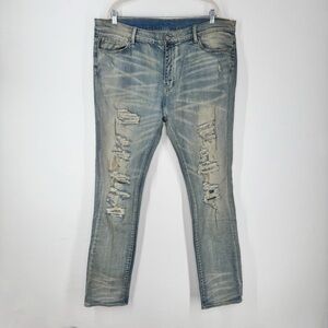 MNML Distressed Grunge Rhinestone Skinny Jeans Men’s Size 40